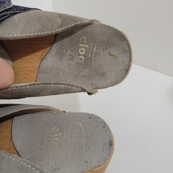 Vintage 1970's Like New Clark's Wooden Clogs with Suede Upper Size 7 - Picture 5 of 7